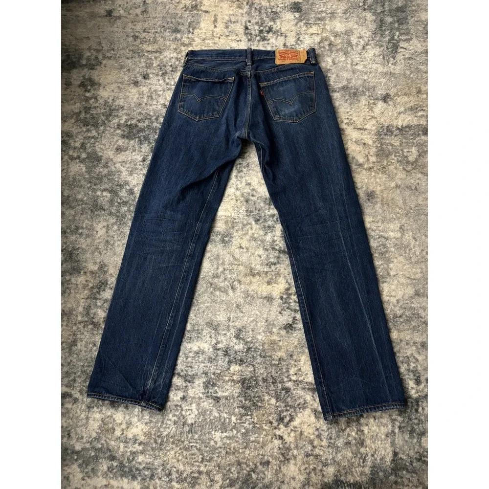 Levi's 501 Original Fit Jeans Mens W34 L36 Dark Wash Straight Leg Denim Pants‎